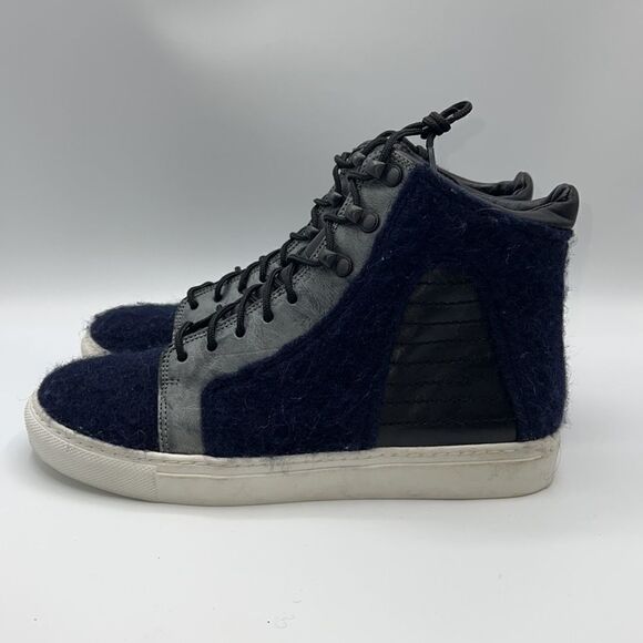 ELIE TAHARI Vortex Navy Blue Wool Lace Up High Top Sneakers-38.5/7.5 - Picture 4 of 9